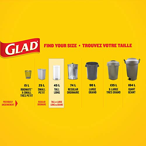 Glad Blue Recycling Bags - Tall 45 Litres - ForceFlex, Drawstring, 26 Trash Bags, Made in Canada of Global Components
