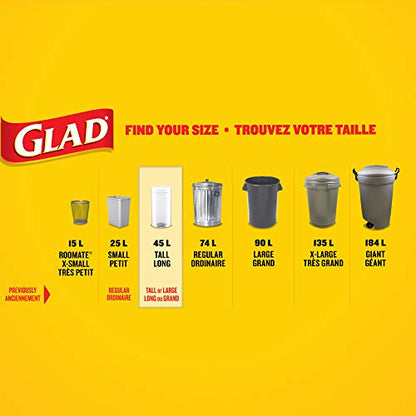 Glad Blue Recycling Bags - Tall 45 Litres - ForceFlex, Drawstring, 26 Trash Bags, Made in Canada of Global Components