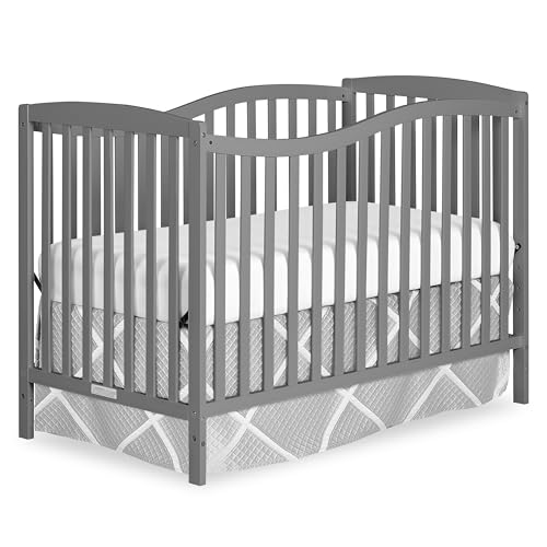Dream On Me Chelsea 5-In-1 Convertible Crib In Strom Grey, 4 Mattress Height Positions, Non Toxic Finish, JPMA Certified, Made Of Sustainable And Sturdy Pinewood