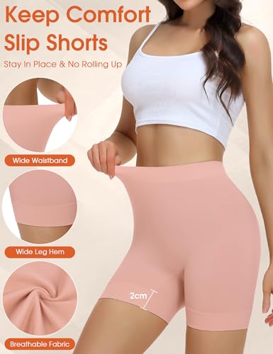 Slip Shorts for Under Dresses Women Anti Chafing Shorts Seamless Boyshort | Smooth Comfortable Biker Shorts Panties Shapewear Underwear（Black+nude+pink，Large）