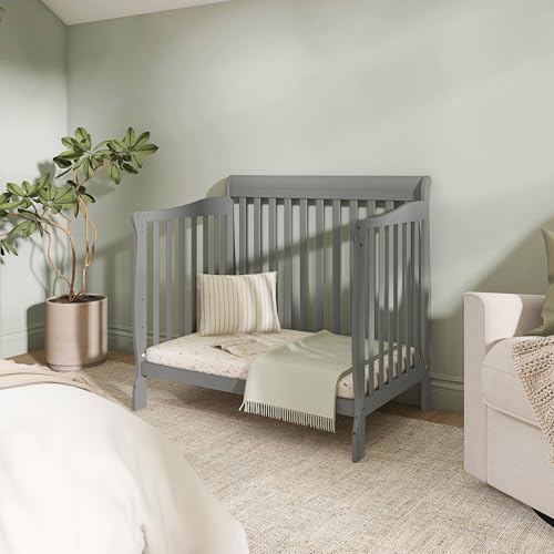 Dream On Me Chelsea 5-In-1 Convertible Crib In Strom Grey, 4 Mattress Height Positions, Non Toxic Finish, JPMA Certified, Made Of Sustainable And Sturdy Pinewood