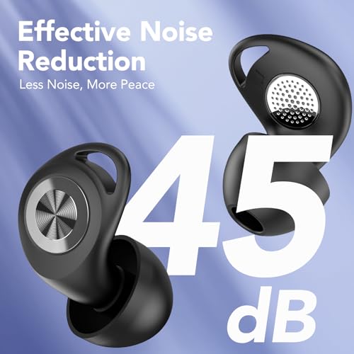CASCHO Ear Plugs for Sleeping Noise Cancelling 45dB, Reusable Silicone Earplugs with 8 Eartips and Travel Case, Soft Comfort Hearing Protection for Concerts, Snoring, Travel, Study-Black