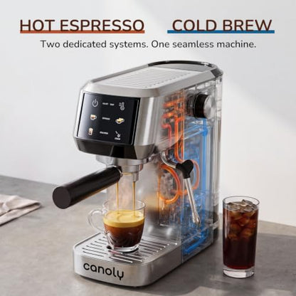 Canoly 2-in-1 Espresso Machine & Cold Brew Maker, 20 Bar, Stainless Steel