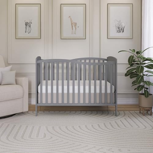 Dream On Me Chelsea 5-In-1 Convertible Crib In Strom Grey, 4 Mattress Height Positions, Non Toxic Finish, JPMA Certified, Made Of Sustainable And Sturdy Pinewood