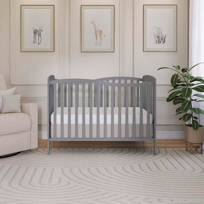 Dream On Me Chelsea 5-In-1 Convertible Crib In Strom Grey, 4 Mattress Height Positions, Non Toxic Finish, JPMA Certified, Made Of Sustainable And Sturdy Pinewood