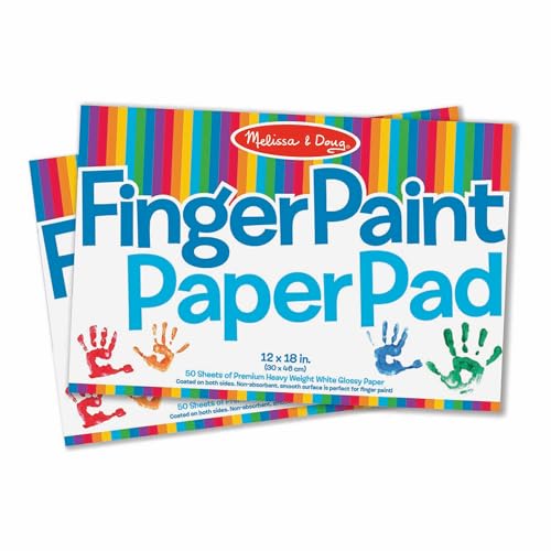 Melissa & Doug Finger Paint Paper Pad 2-Pack Kids Art Supply | 2 Finger Painting Paper Pads, 100 Extra-Large No-Leak Glossy Sheets, Premium Arts & Crafts Supplies for Kids, Ages 2+