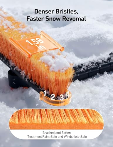 AstroAI 47.2" Extendable 360° Snow Brush for Car Ice Scraper Windshield