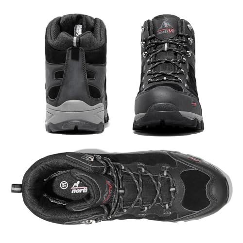 NORTIV 8 Men's Suede Waterproof Trekking Hiking Boots,Black,10