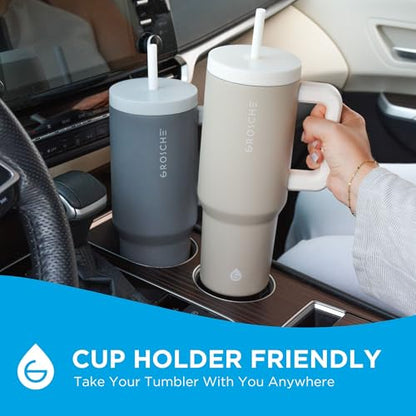 GROSCHE Aspen Insulated Tumbler with Straw & Lid, 40oz, Frost White