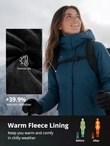 CAMELSPORTS Women's Waterproof Snow Ski Jakcet Fleece Warm Winter Coat Hooded Windproof Insulated Snowboarding Jacket