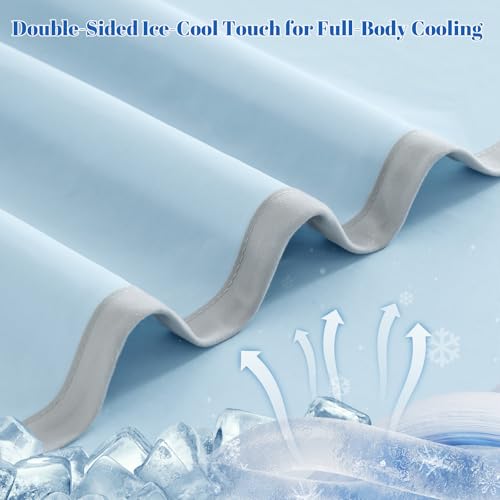 PHF Double Cooling Blanket for Hot Sleepers King Size, Arc-Chill Q-Max>0.5 with Double Cooling, Summer Blanket Absorbs Heat to Keep Cool All Night for Night Sweats (Ice Blue, 108''x90'')