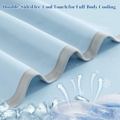 PHF Double Cooling Blanket for Hot Sleepers King Size, Arc-Chill Q-Max>0.5 with Double Cooling, Summer Blanket Absorbs Heat to Keep Cool All Night for Night Sweats (Ice Blue, 108''x90'')