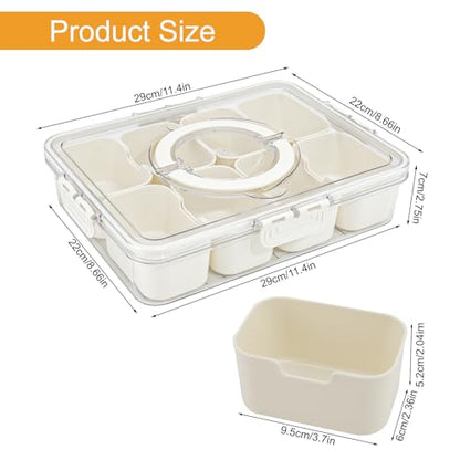 BETA SPACE Snack Box Containers, Divided Serving Tray with Lid, Veggie Tray Snackle Box Charcuterie Board with Lid,8 Inside Containers (2 Pack)