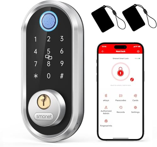 SMONET Smart Deadbolt Lock,Electronic Fingerprint Deadbolt with App Control