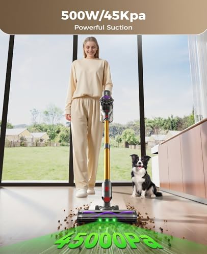 Cordless Vacuum Cleaner, 500W 45KPA 45Mins Stick Vacuum Cleaners for Home