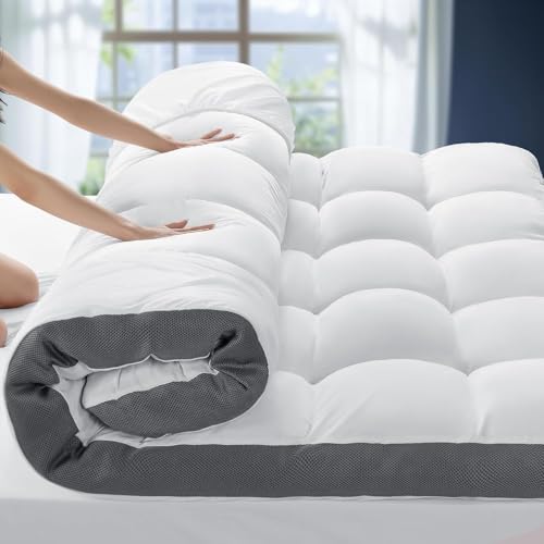LovingLeashes Mattress Topper,Extra Thick 1000 GSM Pillow Top Mattress Pad for Back Pain Relief,Soft Breathable Mattress Cover for Fluffy Shredded Memory Foam Filled (Queen, 60"x80")