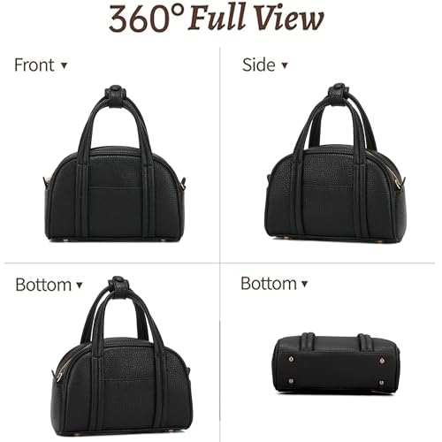 Goinsound Small Top Handle Bags for Women Structured Shoulder Handbags | Adjustable Crossbody Shoulder Strap, Zipper Closure, Travel Everyday Going Out Work Casual, Black