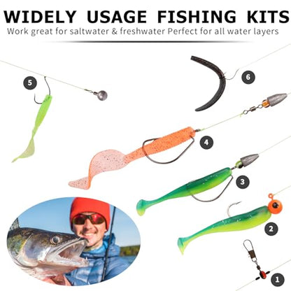 TRUSCEND Widely Used Fishing Bait Rigs Worth Ever Penny, Selected Fishing Lures & Tackle Kit for Starter Freshwater Fishing, Economic/Giftable/Premium Fishing Gear Set Available, Perfect Fishing Gifts