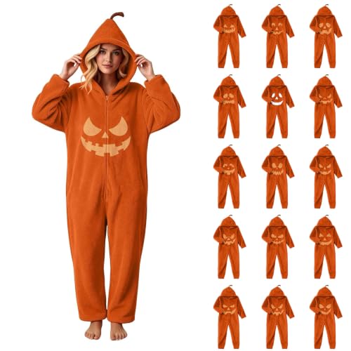 Halloween Onesie Pajamas for Women Soft Plush One Piece Jumpsuits