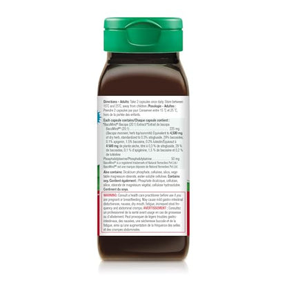 Jamieson Brain Health & Memory Support, BacoMind, Bacopa Monnieri, Supports Brain Health, Performance, and Memory. NON-GMO, 60 Capsules, Proudly Canadian