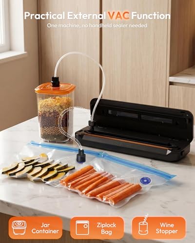 Toprime Automatic Vacuum Sealer Machine, 80kPa Powerful Food Sealer Built-in Cutter with Sealing Bag and Hose, Vacuum Air Sealing System for Seal a Meal and Sous Vide