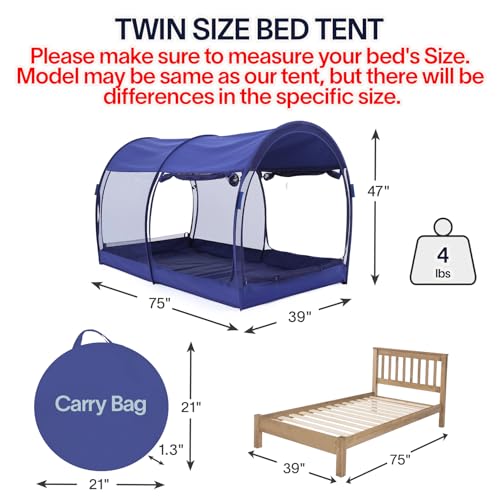 LEEDOR Mosquito Net Bed Tent Canopy Indoor Tent Privacy Bed Fort Dream Tent for Kids or Adult Navy Twin 75 X 39 X 47H'' (Mattress Not Included)