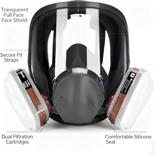 15 in 1 Reusable Half Face Mask, with Filters, Anti-Fog Glasses, Adjustable Headstraps for Anti-Fog, Dust-Proof