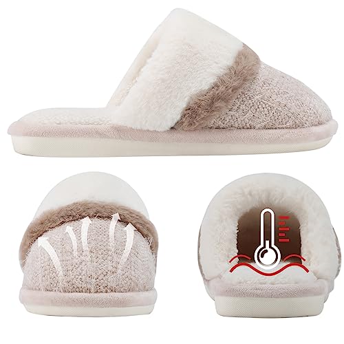 Cozy Slippers for Women Indoor and Outdoor Fuzzy House Shoes with Memory Foam Anti-Skid Sole Gifts for Women Mom Girlfriend Ladies