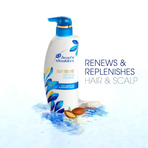 Head & Shoulders Clarifying Shampoo for buildup, Supreme Anti Dandruff, Scalp Detox, Hydrates, Deep Moisturization, Sulfate Free, with Argan Oil and Coconut Extract, 350 mL