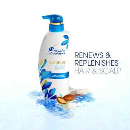 Head & Shoulders Clarifying Shampoo for buildup, Supreme Anti Dandruff, Scalp Detox, Hydrates, Deep Moisturization, Sulfate Free, with Argan Oil and Coconut Extract, 350 mL