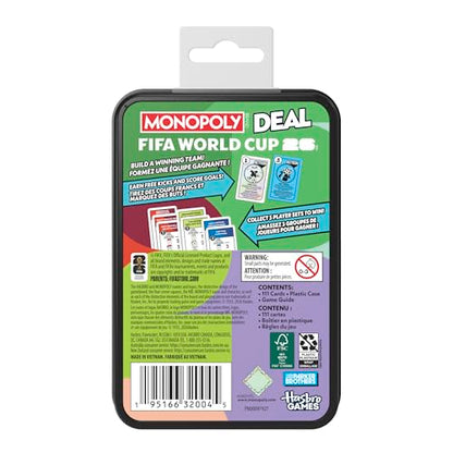 Monopoly Deal FIFA World Cup 2026 Edition Game | Officially Licensed FIFA World Cup Soccer Card Game for Kids | Ages 8+ | 2 to 5 Players | 15 Mins. (English & French Version)