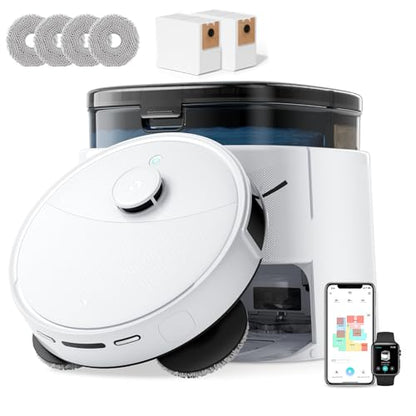 Lefant Robot Vacuum and Mop,12000Pa Suction Smart Obstacle Avoidance,Zero-Tangling,Self-Washing & Drying, Self-Emptying,Dual Spinning Mop for Pet Hair Dust, Wi-Fi/App/Alexa/iWatch Control,M3
