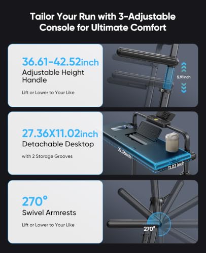 6-in-1 Folding Treadmill for Home with Removable Table, 3.0HP Walking Pad with Incline up to 12%, 12 km/h Foldable Walking Pad Treadmill with 15 cm Telescopic Handle and RGB Lights,330LBS Load