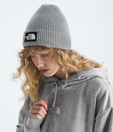 THE NORTH FACE Logo Box Cuffed Beanie, Medium Gy HTH, One Size