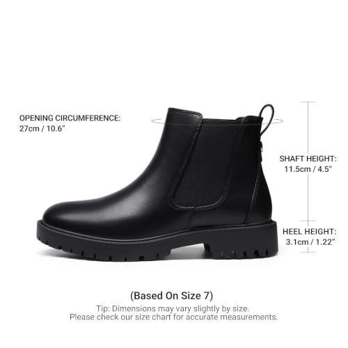 DREAM PAIRS Women's Chelsea Ankle Boots,Black/Pu,7 | Fall Booties,Round Toe,Slip-On,Comfortable,for Fall Winter Outdoor Walking,Office Work,Casual and Daily