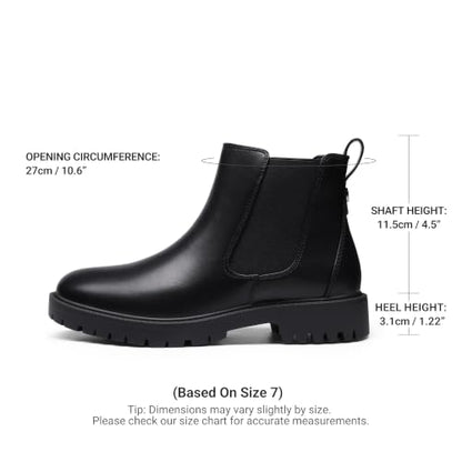 DREAM PAIRS Women's Chelsea Ankle Boots,Black/Pu,7 | Fall Booties,Round Toe,Slip-On,Comfortable,for Fall Winter Outdoor Walking,Office Work,Casual and Daily