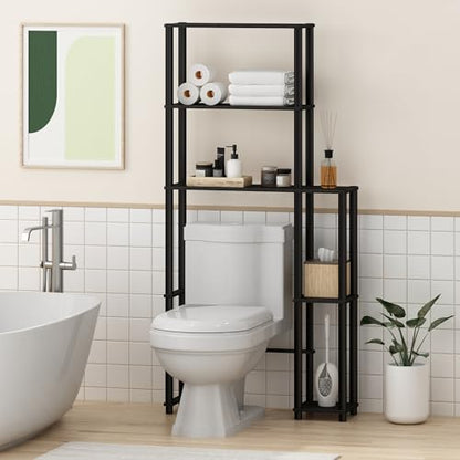 Furinno Turn-N-Tube Over The Toilet Storage, 5-Shelf Over The Toilet Organizer, Freestanding Space Saver Bathroom Shelf, for Bathroom Organizers and Storage, Espresso