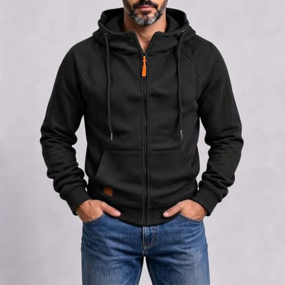 Zip Up Hoodie for Men Lightweight Fall Sweatshirt with Pockets Black
