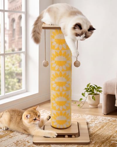 Odoland 31" Tall Cat Scratching Post, Cat Scratcher with Replaceable Pad