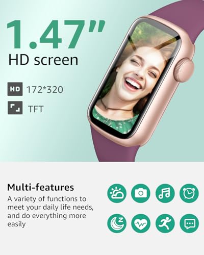 BUTFORFIT Fitness Tracker,Smart Watch with 1.47" Touch Display,137+Sport Modes Fitness Watch with Heart Rate Sleep Monitor, Step Counter,IP68 Waterproof Activity Trackers for Women Men(Deep Purple)