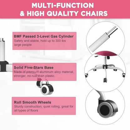 Mimoglad Office Chair, Comfy Desk Chair - High Back Ergonomic Computer Chair with Adjustable Lumbar Support & Headrest, Flip-up Armrests for Guitar Playing (Barbie Pink)