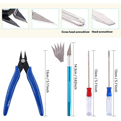 Swpeet 55Pcs Compatible for Gundam Modeler Basic Tools with Duty Plastic Container, Professional kit Replacement Compatible for Gundam Model Building Beginner Hobby Model Assemble Building