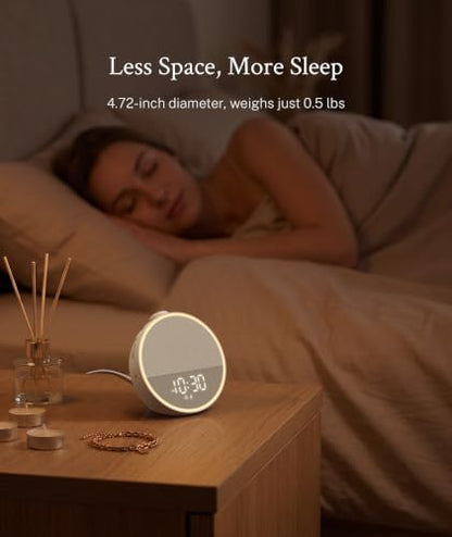 Narelu White Noise Machine Alarm Clock, Phone-Free Bedside Routine | Sound Machine Alarm Clock, 30 Sounds, 10 Gentle Alarm Sounds, Night Light for Adults Heavy Sleepers Baby Bedrooms