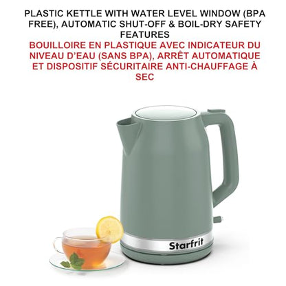 Starfrit Electric Kettle, 1.7L, 1500W, Auto Shut-Off, Sage