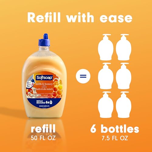 Softsoap Antibacterial Liquid Hand Soap Refill - Milk and Golden Honey 1.47 Liters - Moisturizing Hand Wash, Savon a Main, Dermatologically Tested, for Soft Smooth Skin (Packaging may vary)