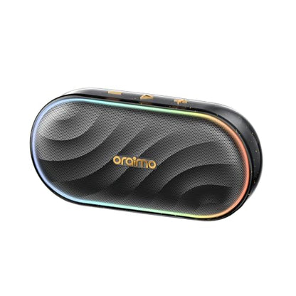 Oraimo SpaceBox Portable Bluetooth Speaker, Speaker Bluetooth Wireless with Light Effects, Heavy Bass, App Control, Built-in Mic, TF Card Support, FM Radio, Bluetooth Speaker for Home, Party, Black