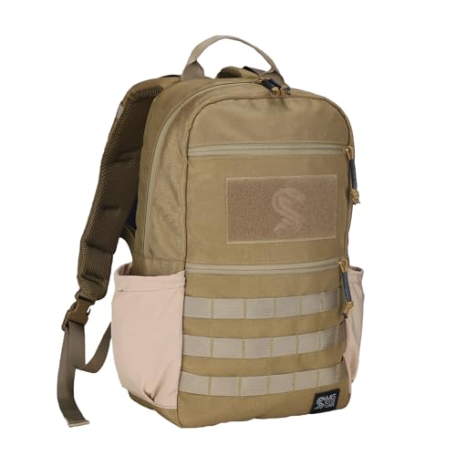MGFLASHFORCE Small Military Tactical Backpack, Molle Army Pack Daypack, Laptop Compartment, 18L (Coyote Brown)