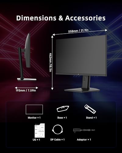 KTC 24.5 Inch 300Hz Gaming Monitor - 240Hz FHD 1080P Fast IPS PC Monitor Gaming 1ms, Adaptive Sync, HDR, Monitors Gamer with Display Port1.4x1 HDMI 2.0x2, 119% sRGB, VESA Mount, DP Cable, H25Y7