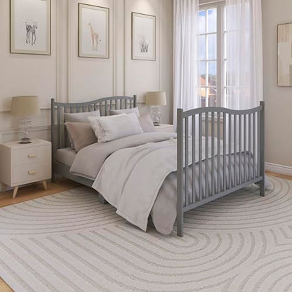 Dream On Me Chelsea 5-In-1 Convertible Crib In Strom Grey, 4 Mattress Height Positions, Non Toxic Finish, JPMA Certified, Made Of Sustainable And Sturdy Pinewood