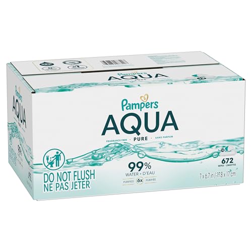 Pampers Aqua Pure Baby Wipes, 99% Water, Fragrance Free, 672 Baby Wipes Total (12X Flip-Top Packs)